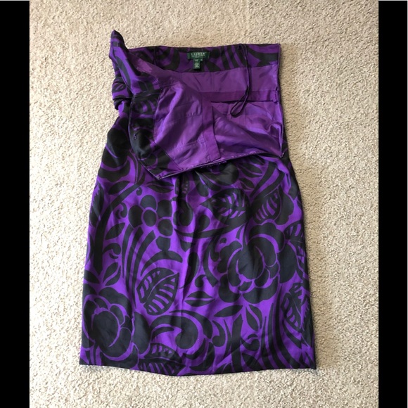 Lauren Ralph Lauren 100% Silk Dress 10 Strapless - Picture 8 of 13